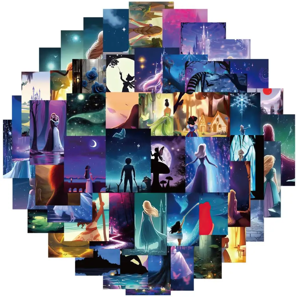 51 Stuks Retro Prinses Rug Cartoon Schattige Stickers Esthetische Graffiti Stickers Laptop Notebook Telefoon Decoratie Sticker Kind Speelgoed