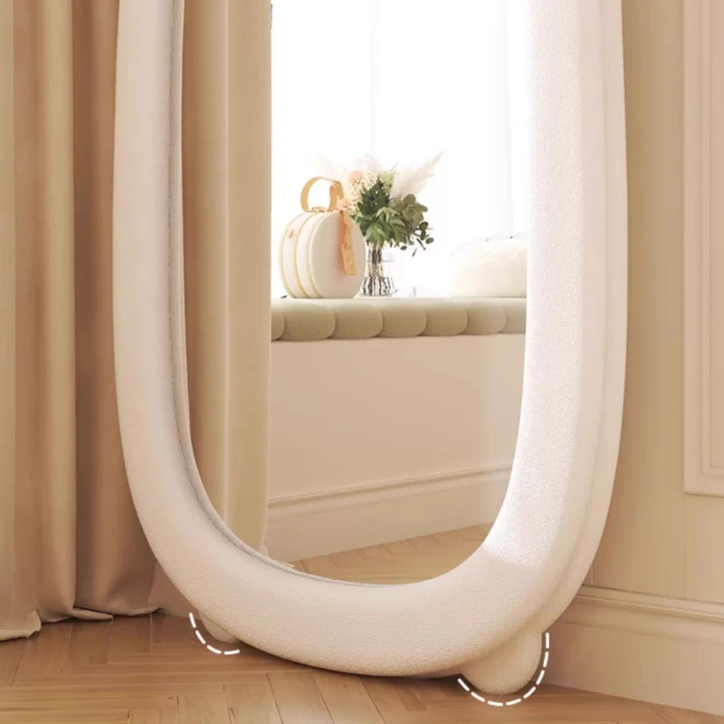 Cream style full-length dressing mirror Cute high-end interior minimalist large mirror Nordic elegant rétroviseurs de plancher