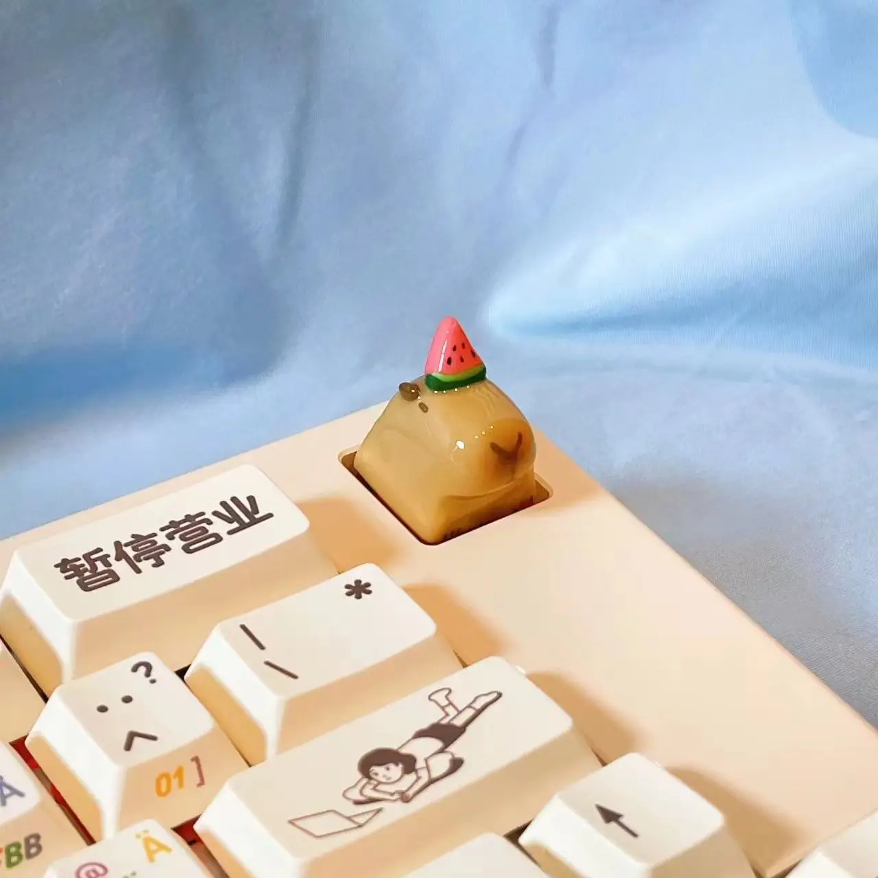 Cute Cartoon Capybara Keycap Custom Handmade Artisan Keycap Personalized Replacement Key Caps for Cherry MX Mechanical Keyboard