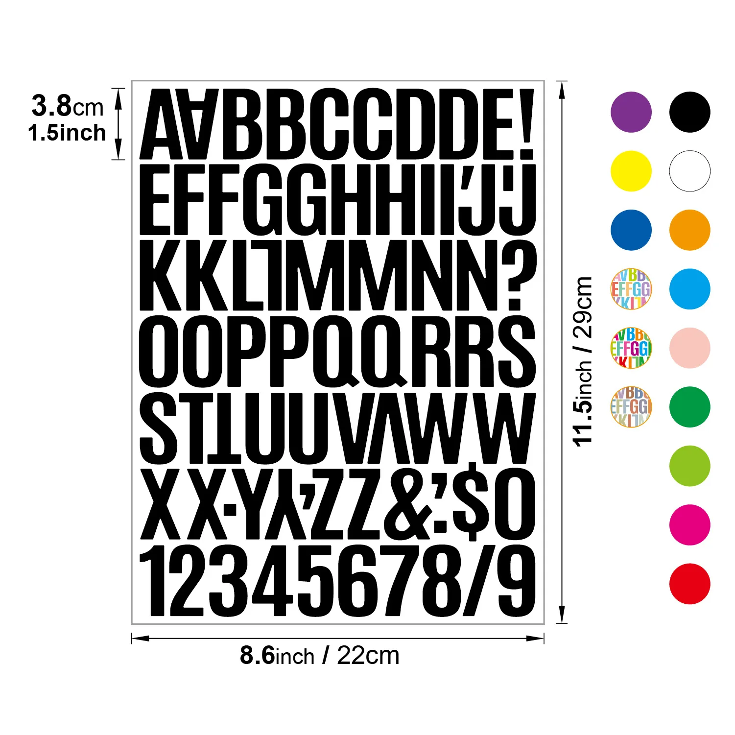 1.5 Inch Premium Vinyl Alphabet Stickers Waterproof for DIY Projects Gift Wrapping Bulletin Board Craft