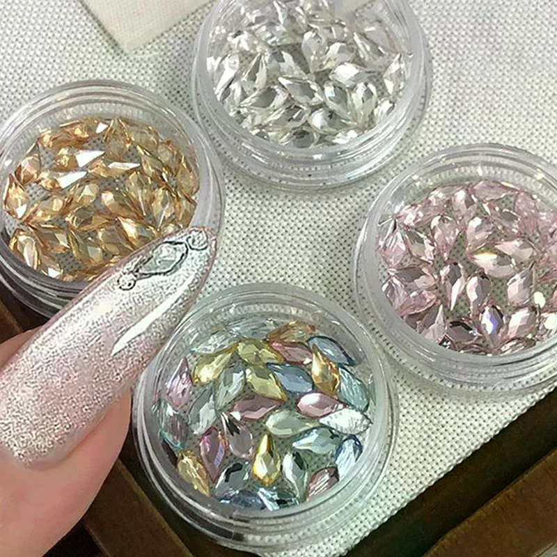 30 Pcs/box Irregular-shaped Drill Nail Art Rhinestones 3D Crystal Nail Stones Gems Pearl DIY Manicure Decorations Accessories