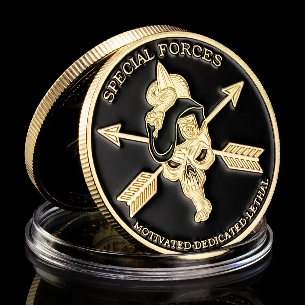 United States Army Challenge Coin Green Beret Special Forces Souvenirs for Veterans Collectibles Gold Plated Commemorative Coin