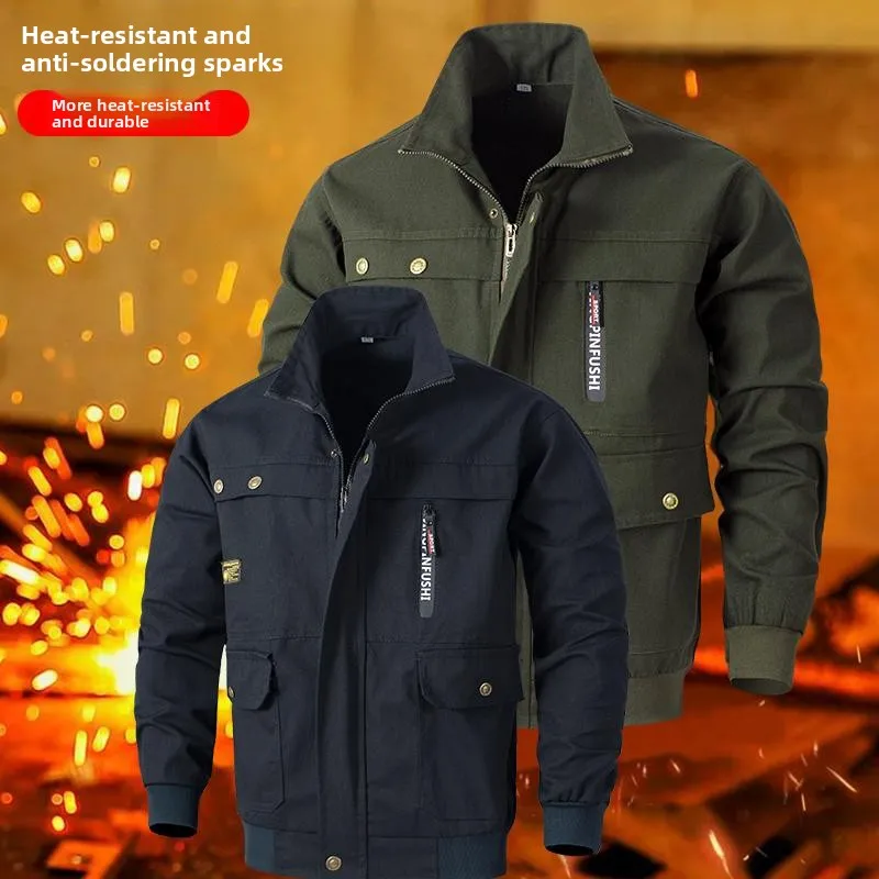 Ensemble de vêtements de travail anti-brûlure en coton pur Thiened pour hommes, vêtements de protection pour chantier de construction