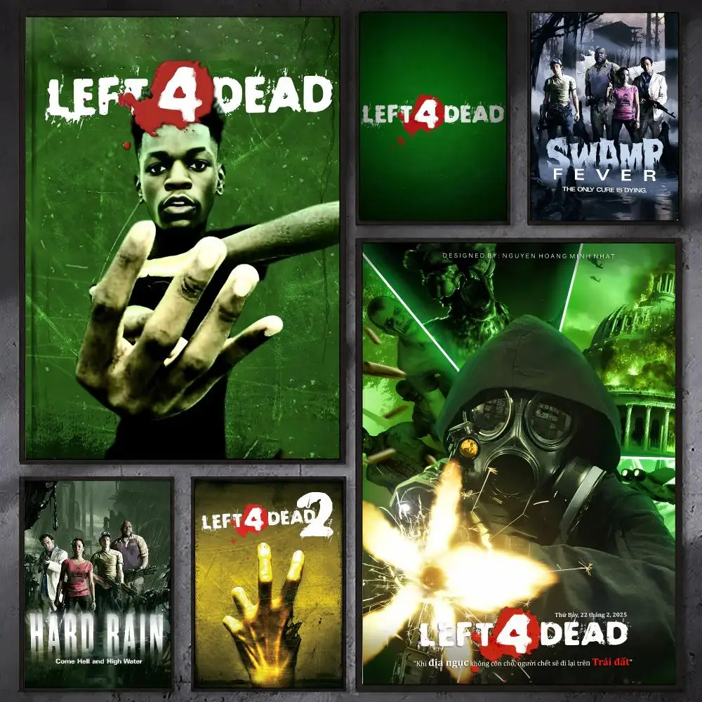 Left 4 D-Dead Game Poster Waterproof Sticky Wall Art Print For Bedroom Living Room Hallway Bar Home Decor