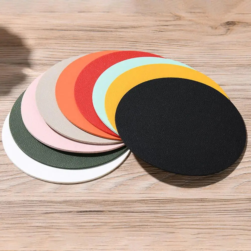 Round Cup Mat Mug Mat Dining Table Placemats Set Vibrant Color Coasters Wear-resistant Non-slip Round Square Cup Mats for Home