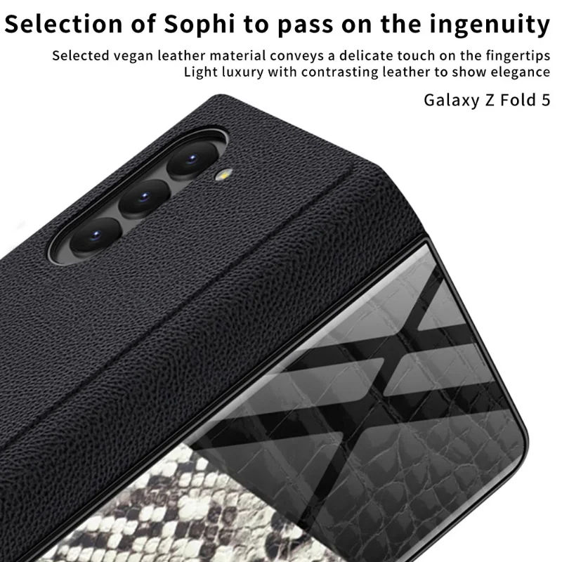 Luxury Mirror Glass Phone Case for Samsung Galaxy Z Fold5 Case All-inclusive Shockproof Shell for Samsung Z Fold 5 Case