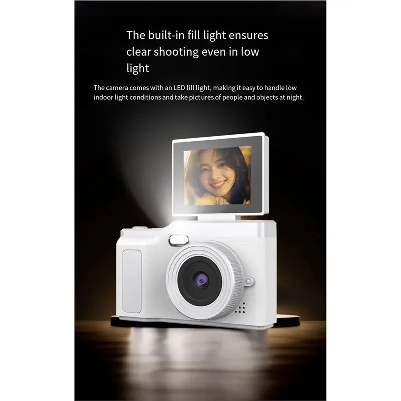 3CGRO-1080P Digital Camera Beauty Filters HD Student CCD Camera CMOS Anti Shake 180° Flip Screen Selfie Camera A