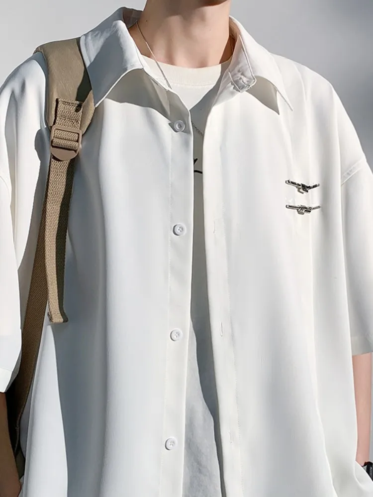 

Новая китайская мужская рубашка из ледяного шелка с коротким рукавом, летняя, тонкая, в стиле ретро, больших размеров, свободного кроя, с отложным воротником.