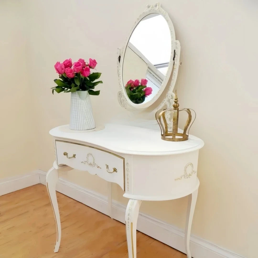 FFretro solid wood makeup table dressing princess style makeup bedroom dressing table