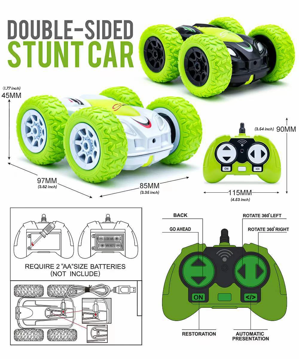 RC Stunt Car 2.4G High-Speed Double-Sided Wireless Remote Control Flip Model Vehicle Exquisite Christmas Gifts Cool Children Toy