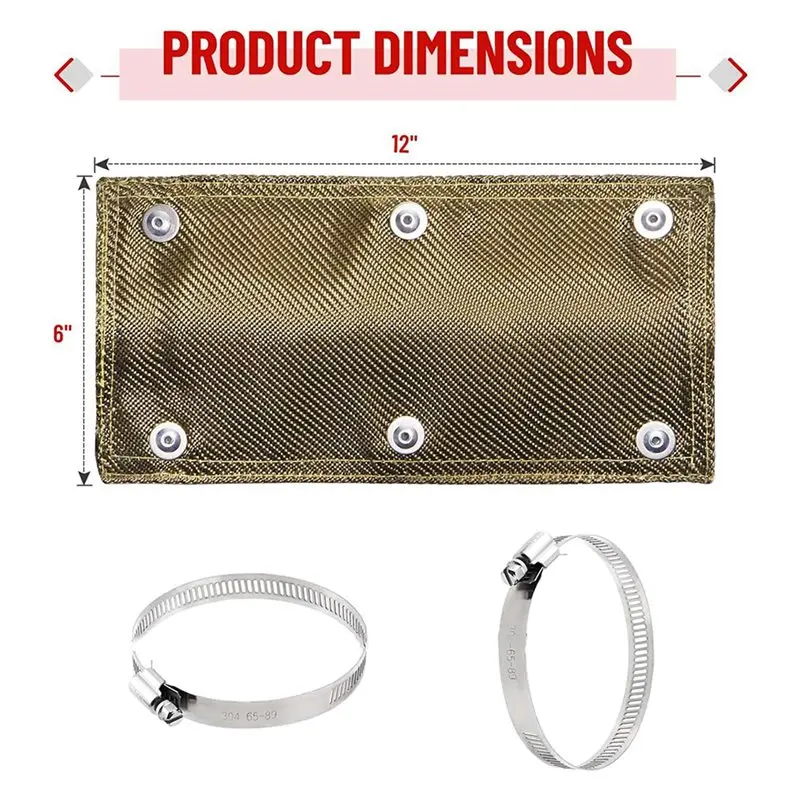 2X Titanium Pipe Shield 6X12inch Exhaust Heat Shield, Design Heat Protection Up To 1350°F, Protects Heat Sensitive-N31R