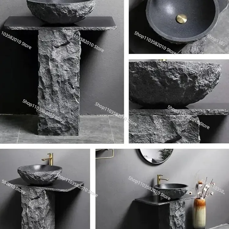 Custom Standing Artificial Basin Bathroom Sink Quartz Vanity Sink Modern Design Marble  Pedestal Bathroom Sink