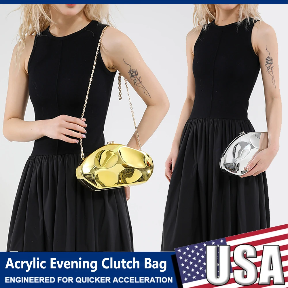 

Акриловый вечерний клатч 2021, асимметричная сумка в форме камня для женщин, сумки на плечо для свадебной вечеринки, банкета, кошелек с цепочкой