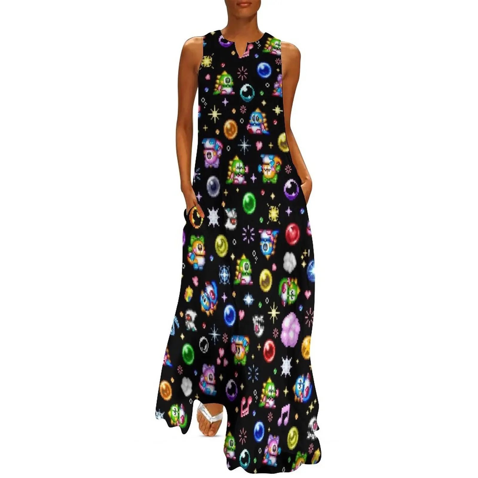 

Bubble Bobble - Black Long Dress women's fashion dresses Prom gown Dress