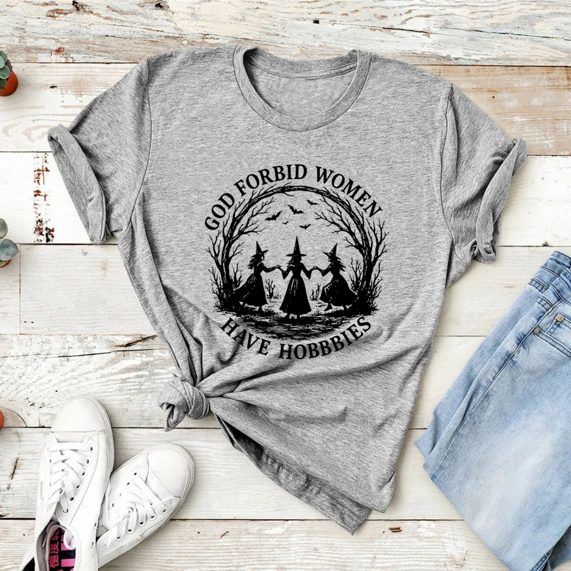 God Forbid Vrouwen Hebben Hobby T-shirt Grappige Witchy Feministische Tee Korte Mouw Vrouwen T-shirts Heks Halloween Gift Vrouwen Kleding