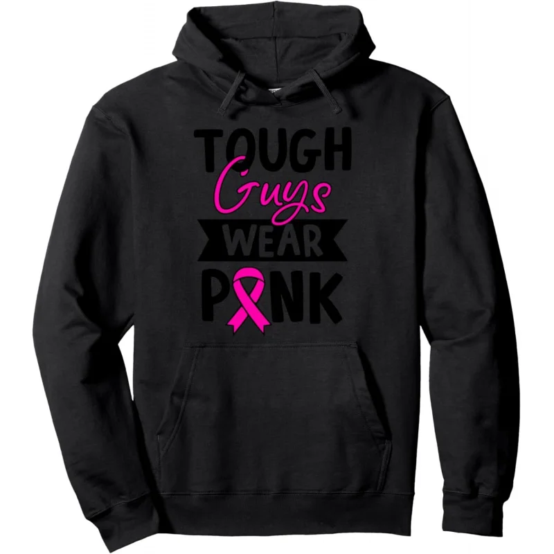 Breast Cancer Awareness Month Tough Guy Wears Pink Support Pullover Hoodie