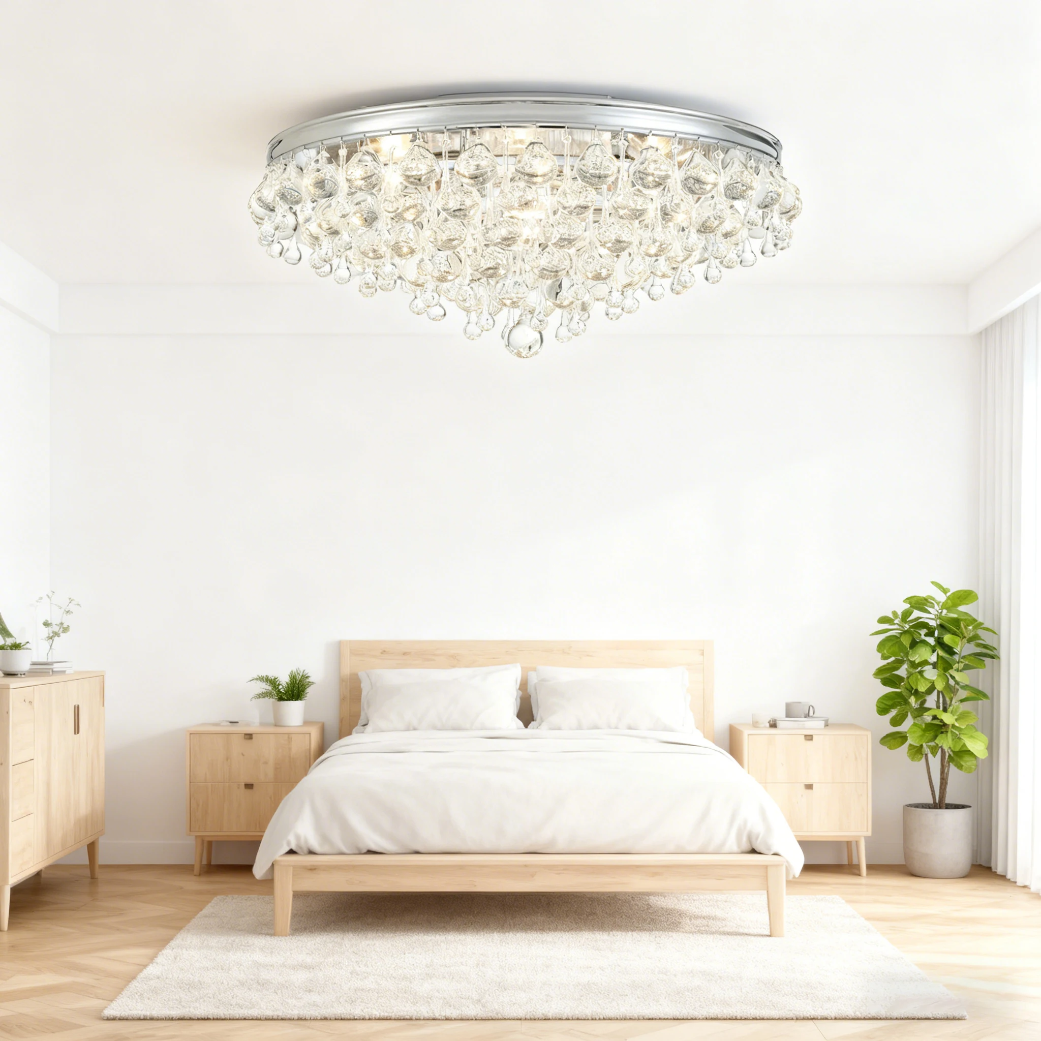 

BOSSEN Light Luxury Dimmable Pendant Light with Glass Hardware Ring Shape Ceiling Light Luster Chrome Body for Villa Staircase