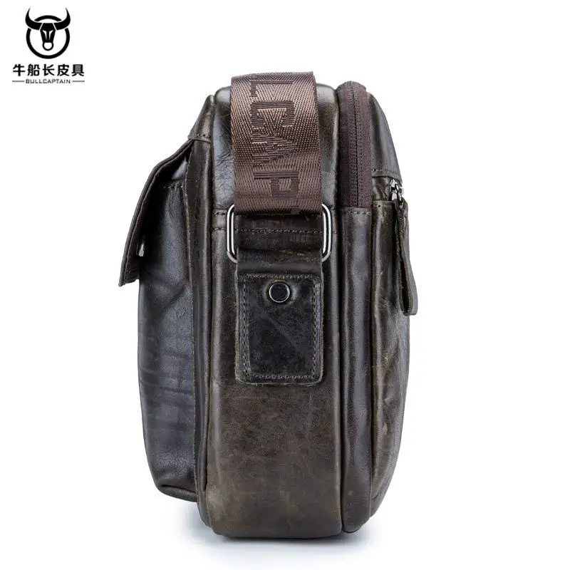 BULLCAPTAIN 2023 men handbag Messenger bag Men\'s Shoulder Bag Genuine Leather men\'s Crossbody Small male man bags Travel Tote