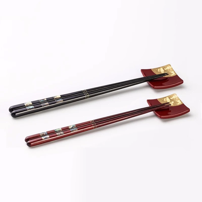 Natural Sandalwood Chopsticks, Hand Shell Decoration, Japanese Double Pointed Head, Non-Slip Sumpit, Home Hotel Luxury