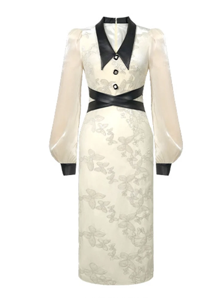 formal dress in french French Lace Bustier/Silk Plisse' Dress main image 0