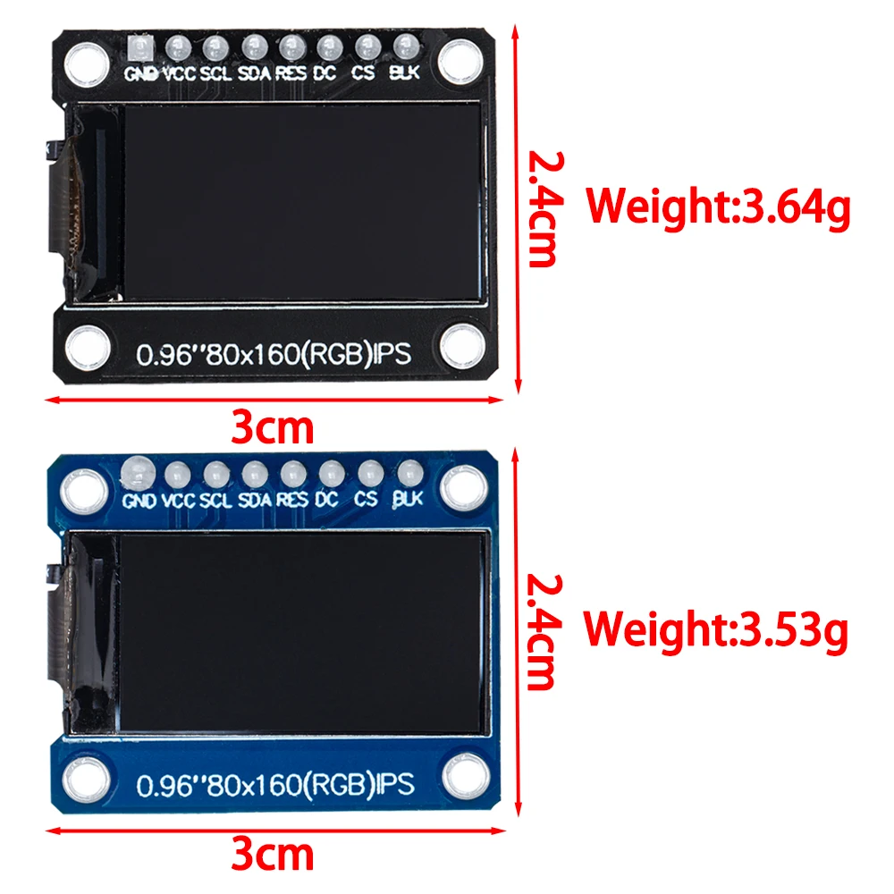 TFT Display 0.96  inch IPS 8P SPI HD 65K Full Color LCD Module ST7735 Drive IC 80*160 (Not OLED) For Arduino black