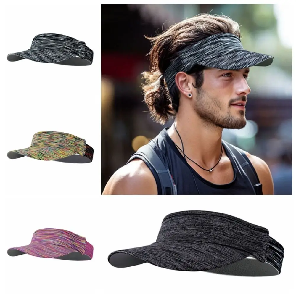 

Summer Sweat Absorbent Empty Top Hat Breathable Mixed Colors Topless Visor Cap Sun Protection Quick Drying Sports Hat Women Men