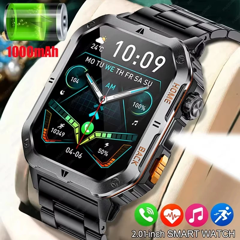 

Смарт-часы для взрослых мужчин 2026 года с аккумулятором 1000 мАч, большим экраном 2,1 дюйма, Bluetooth-вызовами, водонепроницаемостью IP68, для спорта