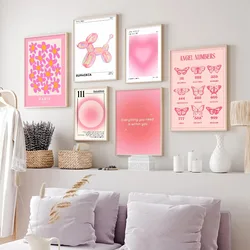 Pink Angel Number Flower Market Exhibition Canvas Painting Abstract Poster Gallery Wall Art Prints Picture for Living Room Decor