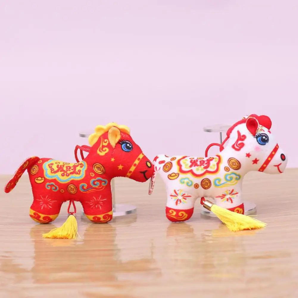 Horse Pendant Keychain Lucky Horse Plush Keychain Set Zodiac Pony Figurines for Bag Decor Cute Year of Horse Dolls for Backpacks
