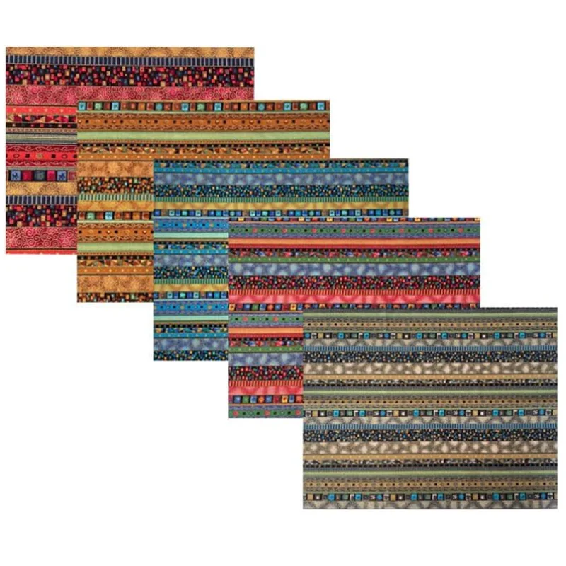 45X 50cm Cotton-Linen Fabric DIY Sewing Material Ethnic Style Striped Printed Fabric Bohemian Retro Geometric Pattern Soft, Breathable, Quick-Drying Fabric, Suitable for Sewing, Cotton Doll Clothes, Coasters, Handbag Making, DIY and Home Decoration Craft Materials