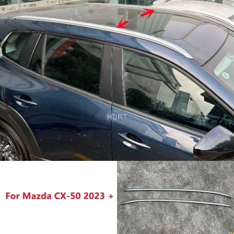 Car Styling Roof Luggage Rack Rail Travel Boxes Carrier Bar Trim Protector Decoration Accessories For Mazda CX-50 CX50 2023 +