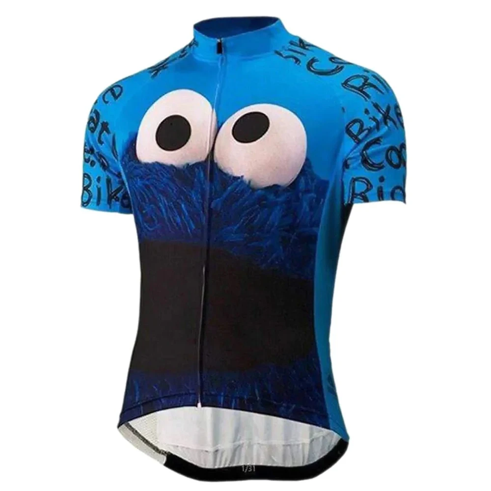 New Summer Men\'s Biscuit Cycling Jersey Blue Eyeball Bike Clothing Bicycle Wear Short Sleeve Customizable Arbitrary Choice