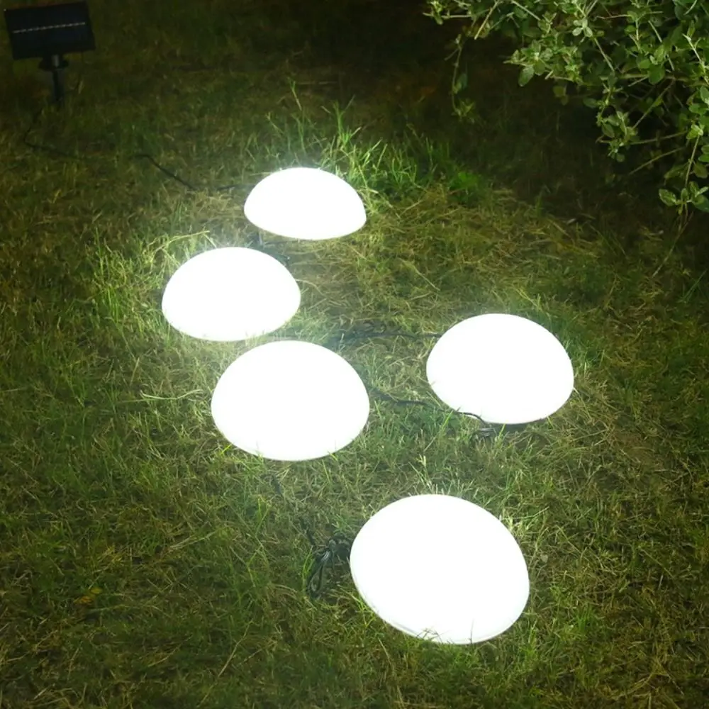 5pcs Half Ball Shaped Solar Ground Lights 1 Drag 5 Weatherproof Lawn Lamps Reusable Cobblestone Lamp Landscape Stairs Yard Deck