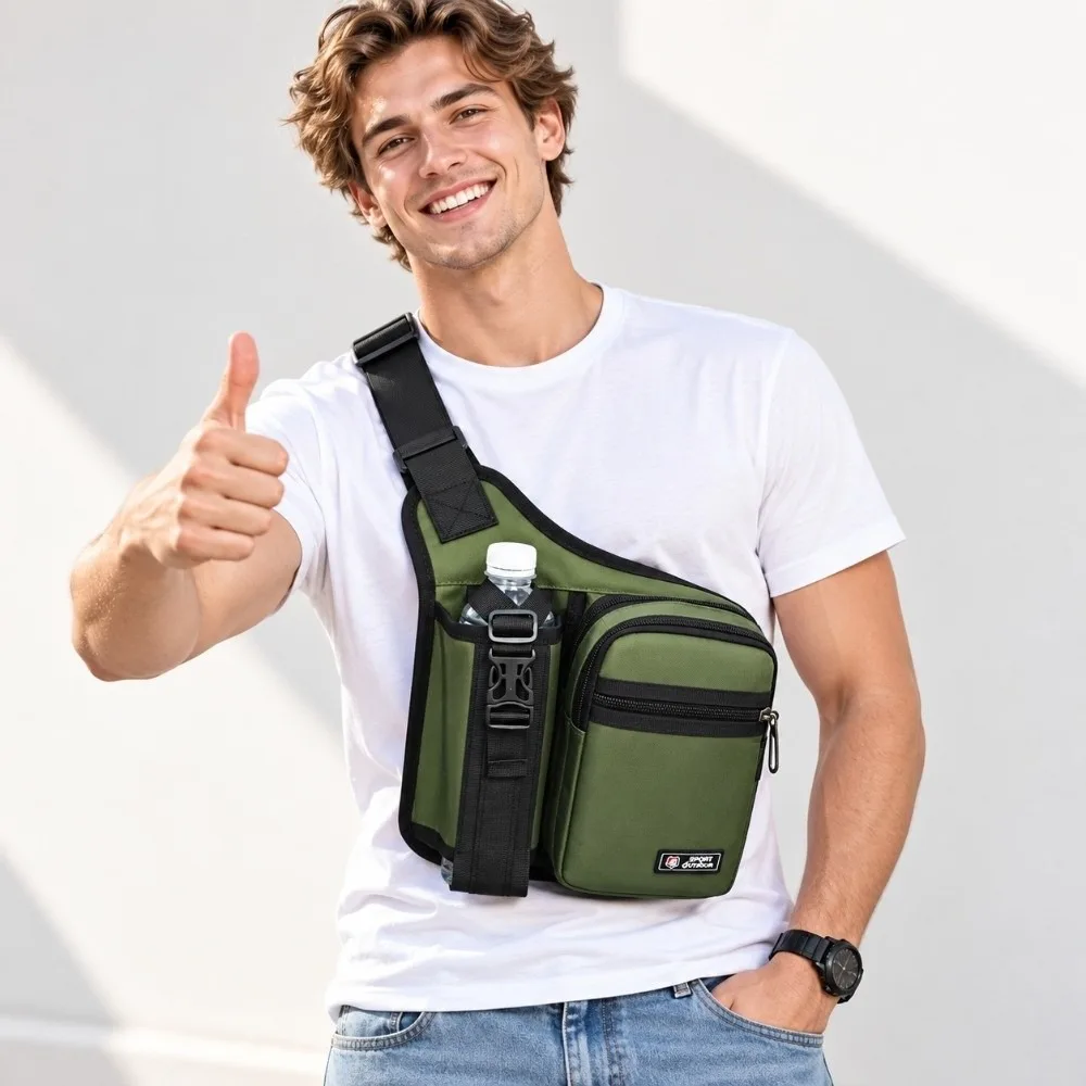 Fashion Oxford Cloth Men's Crossbody Bag Large Capacity Casual Water Cup Bag Retro Portable Shoulder Bag For Men
