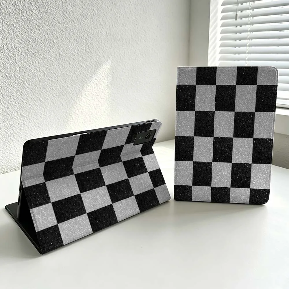Black white Checkerboard Print Cover For Lenovo Xiaoxin Lenovo Tab Pad Pro Plus K11 P12 M10 Legion Y900 Soft Inch Tablet Case