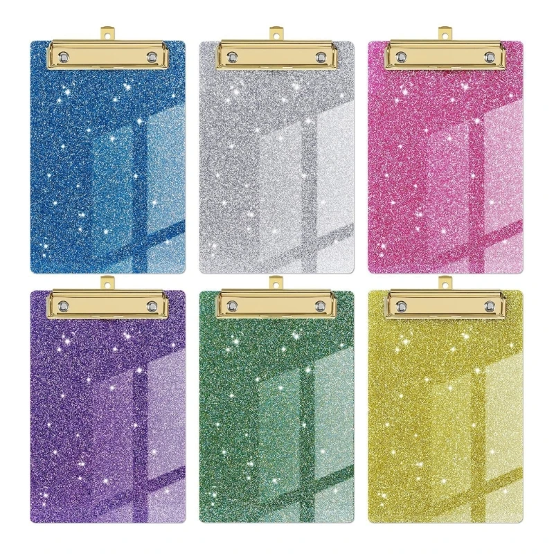 Sparkling Glitter Clipboard with Low Metal Clip and Hanging Hole for Office Dropship