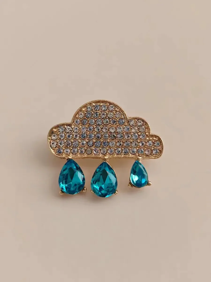 Creative Cloud Crystal Zircon Brooch For Women Cute Corsage Coat Dress Collar Pin Party Jewelry