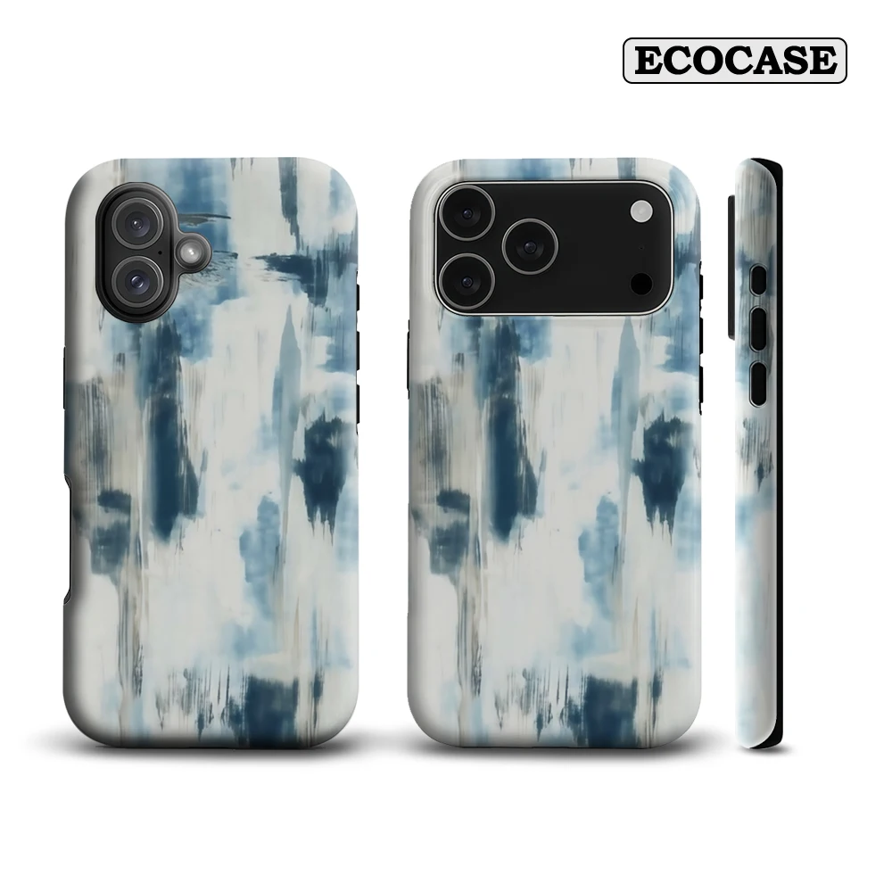 Indigo Abstrakte Pinselstriche iPhone17 Must-Have Handyhülle für iPhone 17 16 15 14 13 12 11 Pro Max Plus Doppelschichtige Rückabdeckung