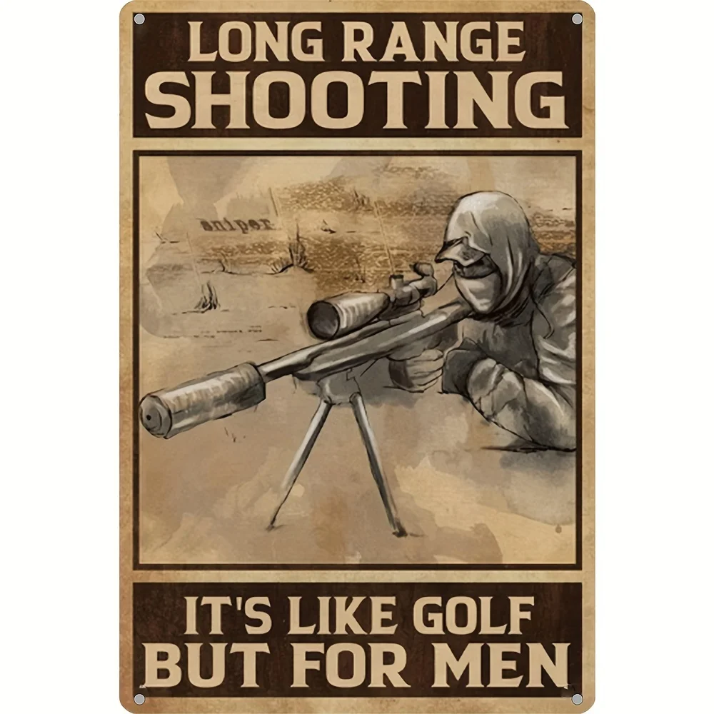 [es Vintage Aluminum Sign] Long Range Shooting is Like Golf