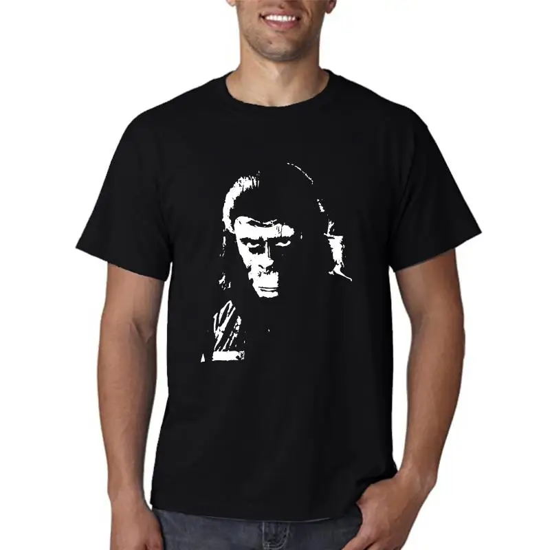 Rise Of The Planet Of The Apes T Shirts for Men Caesar Ape Classic Yellow Unique Tops Awesome T-Shirt Pure Cotton Tee Shirt