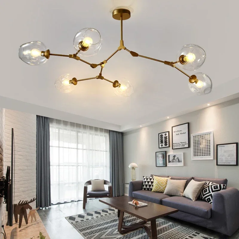 

Lustre Glass Chandelier LOFT LED Ceiling Lamp Pendant Lamp Living Dining Room Home Decor Hanging Lights Kitchen Fixtures