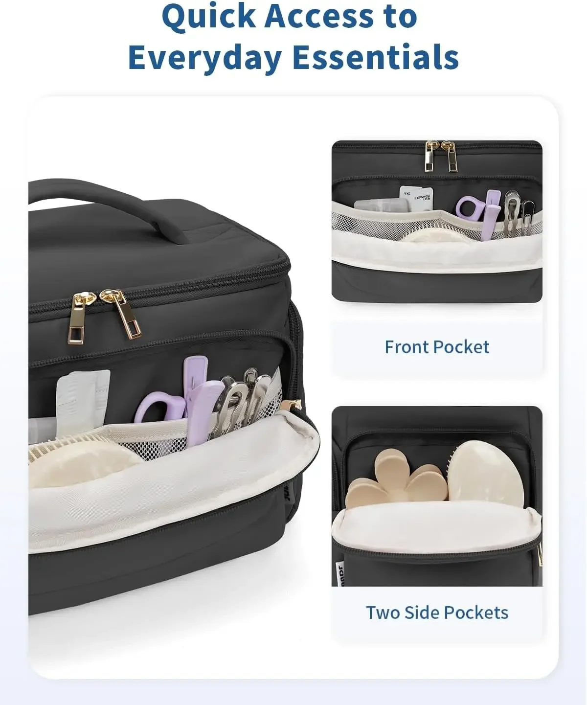 Afbeelding 6: WANDF reistoilettas voor dames, wijd open grote make-uptas met handvat, gezwollen make-up organizer voor toiletartikelen, cosmetica, A