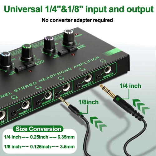 Imagen 2 del producto Mini amplificador de auriculares Depusheng nuevo amplificador de Audio estéreo ultracompacto de 4/6 canales con adaptador de corriente amplificador de auriculares de 10MHz