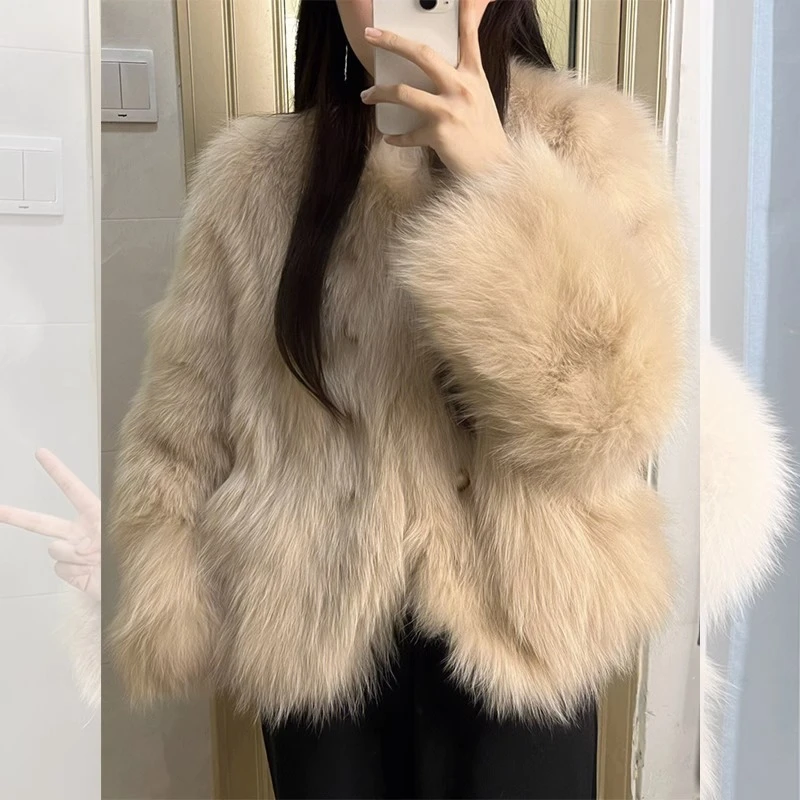 Fashion Cute Faux Fur Coats Y2K Women Casual Thickened Short Jackets Sweet Comfortable Temperament Elegant Girls Autumn Winter