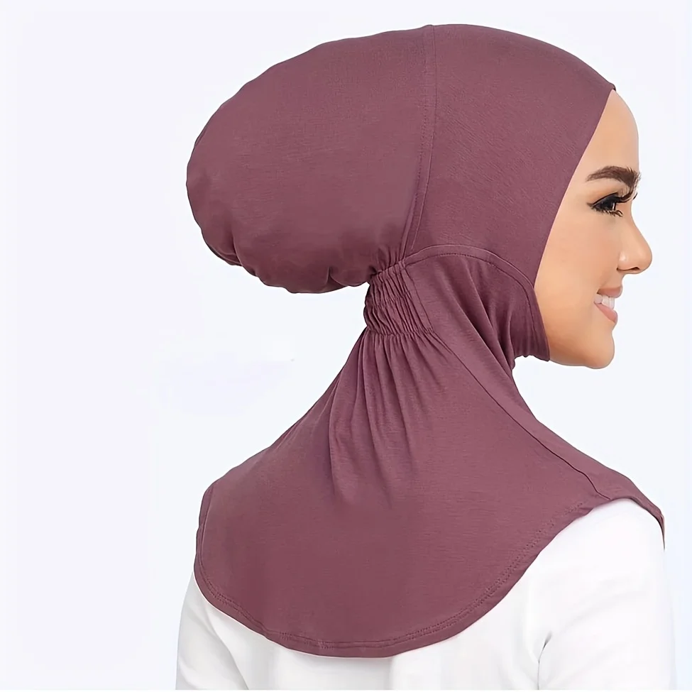 Ramadan Elastic Turban Cap Casual Solid Color Undercap Inner Hijab Hat Thin Breathable Head Scarf Head Wraps For Women