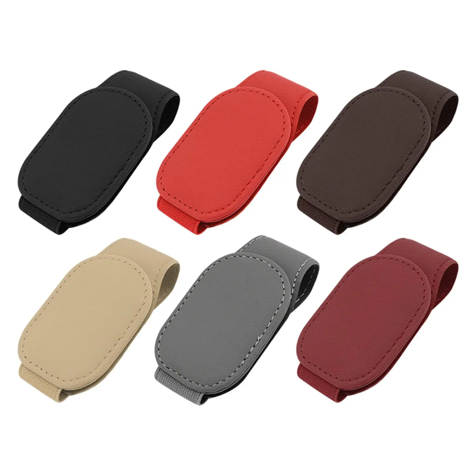 Car Sun Visor Glasses Holder Magnetic Clip PU Leather Universal Storage Organizer for Car Interior