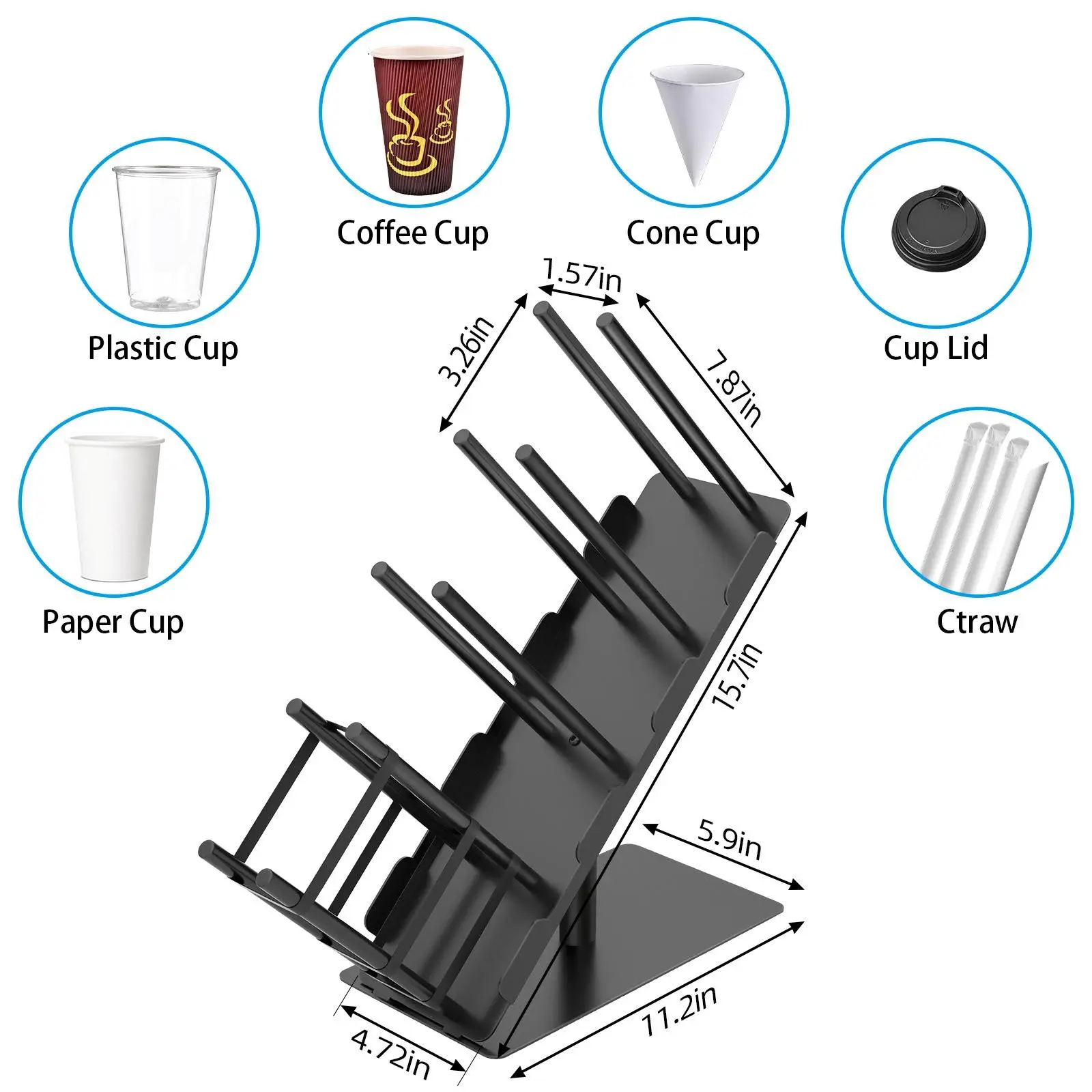 Paper Cup and Lid Holder Gifts Storage Rack for Bar Bathroom Kitchen Cabinet