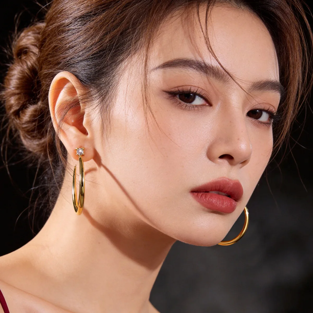 Temperament Fashion Gold Big Earrings Exquisite High Sense Personality Generous Silver Plain Ring Earrings 2026 New Earrings