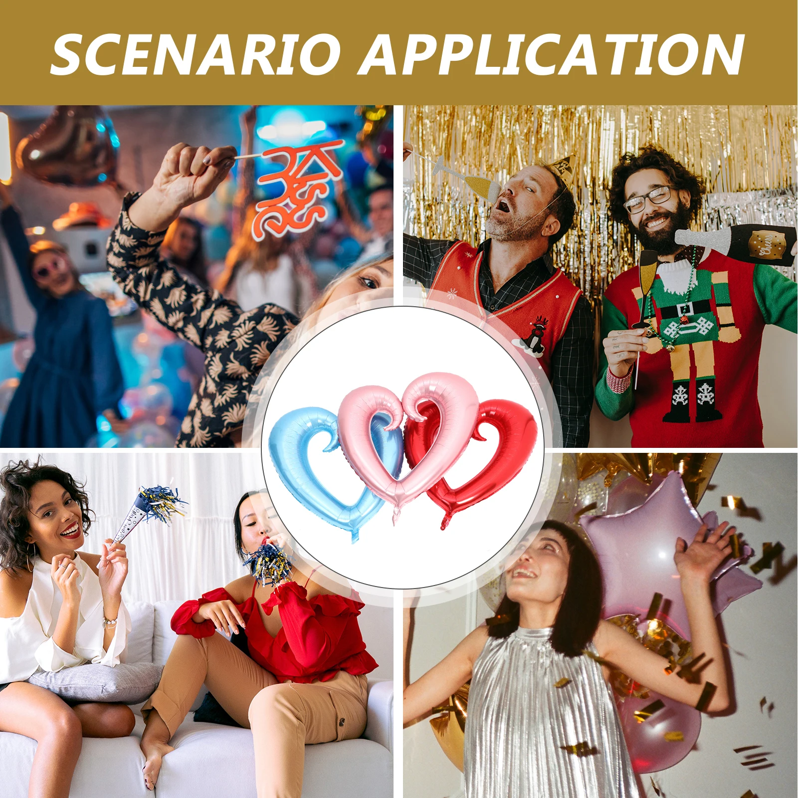 

6Pcs Large 43 Inch Heart Shaped Foil Balloons Colorful Balloons for Wedding Engagement Ceremony Photo Background Party