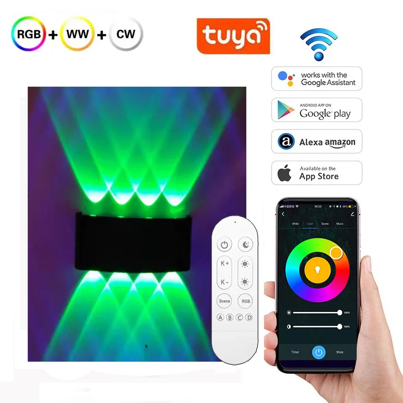 

Outdoor Tuya Smart Wall Lamp With Sensor Waterproof Sconce Lighting Glow Up&Down RGB Dimming for Porch Corridor Aisle Garden
